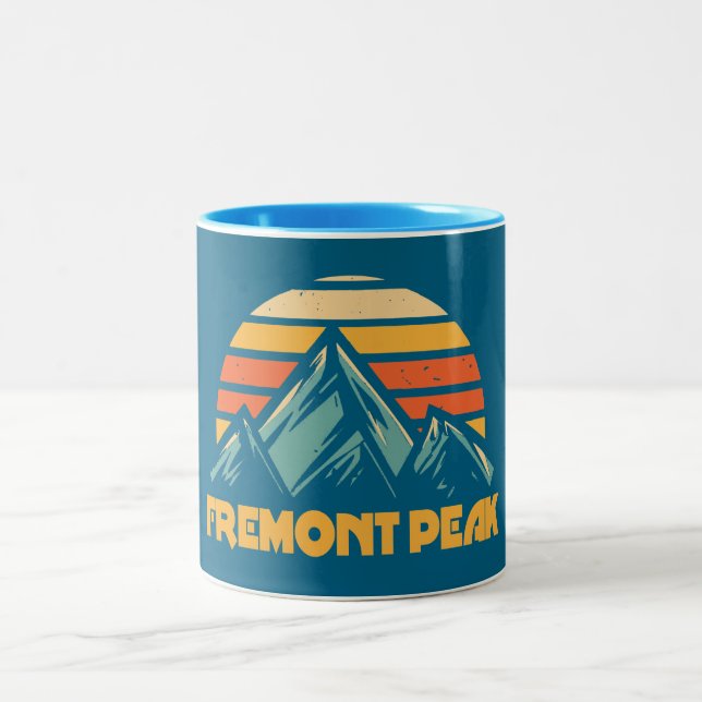 Fremont Peak Wyoming Retro Turquoise Två-Tonad Mugg (Center)
