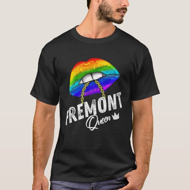 Fremont Queen LGBTQ Gay Pride Flag Lips Rainbow Me T Shirt (Framsida)