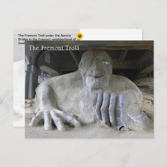 Fremont Troll, Seattle, WA - vykort (Fram/baksida)