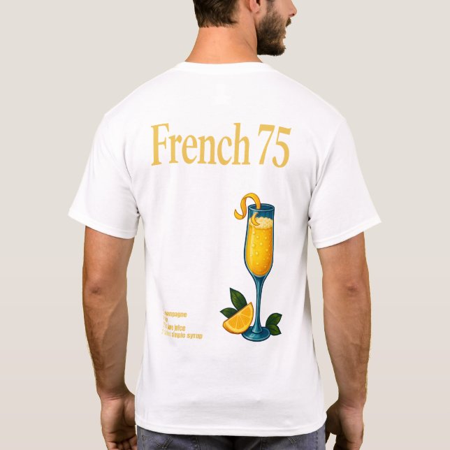 French 75 T-Shirt – Elegant Champagne & Gin Drink (Baksida)