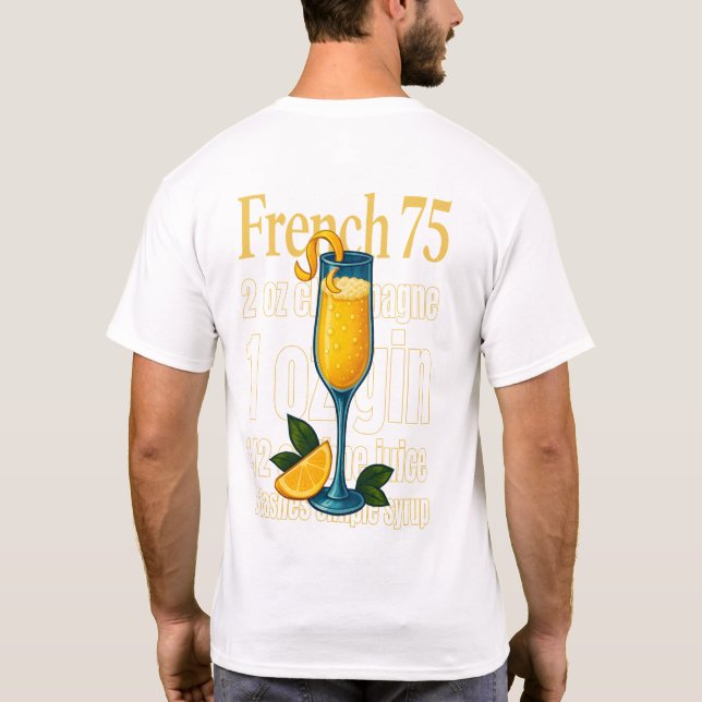 French 75 T-Shirt – Elegant Champagne & Gin Drink (Baksida)
