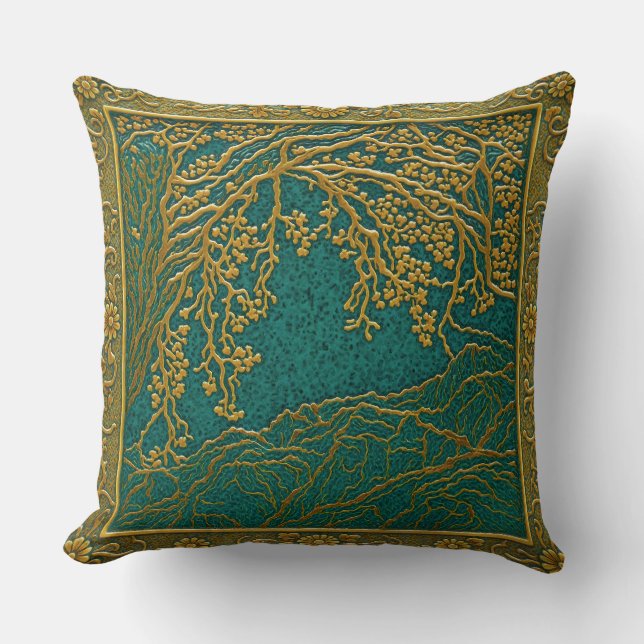 French Alps Guld  Citron Teal Nyanser  Kudde (Framsida)