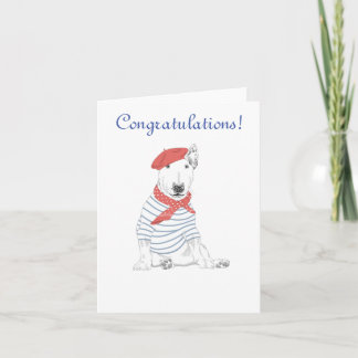 French Artist Bull Terrier Congratulations Kort
