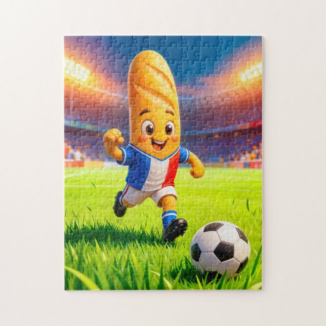 French baguette soccer player in stadium action pussel (Vertikal)