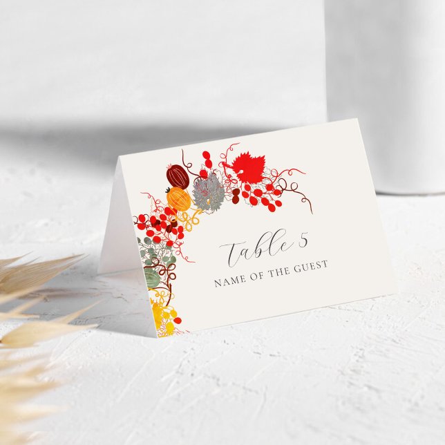 French Berry Grapes Flowers Wedding Place Card Bordsnummer (Skapare uppladdad)