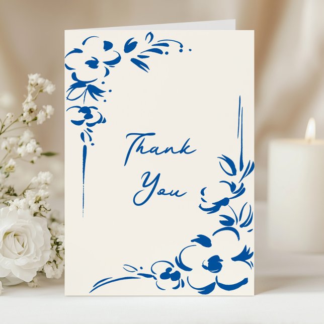 French Blue Countryside Garden Floral Wedding Tack Kort (Skapare uppladdad)