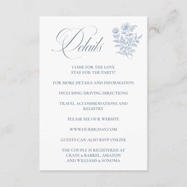 French Blue Enclosure Card Details Tilläggskort (Framsida)