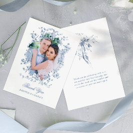 French Blue Flowers & Ribbons Wedding Photo Tack Kort