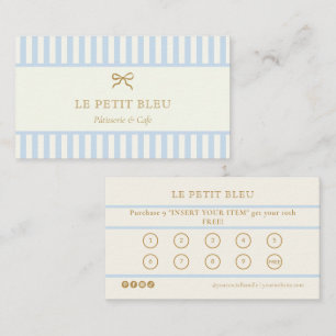 French Blue Stripes Bageri Företag Lojalitet Punch Visitkort