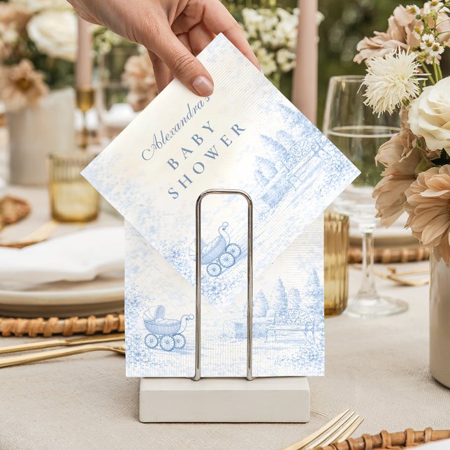 French Blue Toile Baby Shower Pappersservett (Skapare uppladdad)