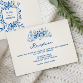 French Blue Whimsical Wedding Reception Tilläggskort