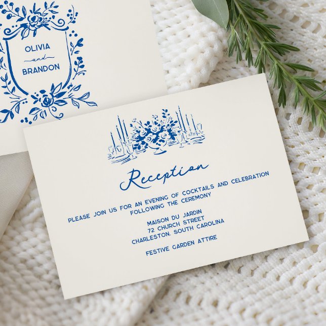 French Blue Whimsical Wedding Reception  Tilläggskort (Skapare uppladdad)