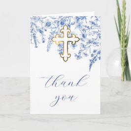 French Blue Wildflowers Religious Thank You Kort