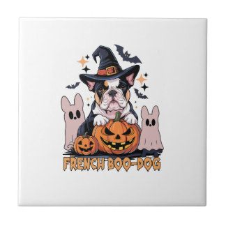 French Boo Dog Cute Frenchie Halloween Ghost Dog T Kakelplatta