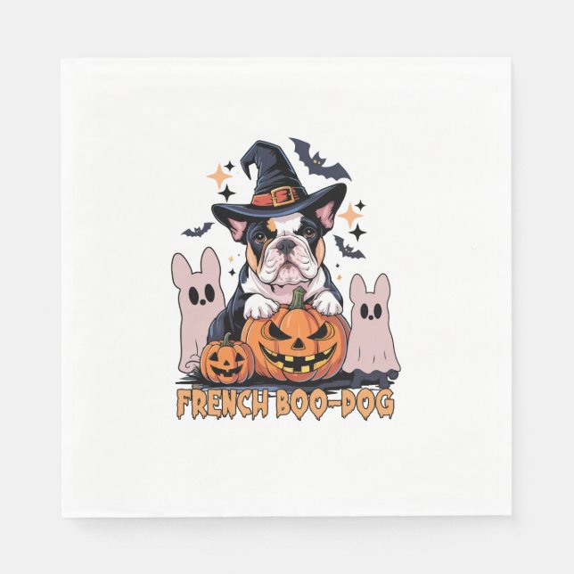 French Boo Dog Cute Frenchie Halloween Ghost Dog T Pappersservett (Framsidan)