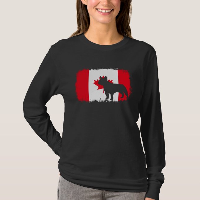 French bull dog Canada Canadian flag frenchies bul T Shirt (Framsida)