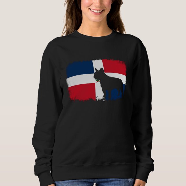 French bull dog Dominican Republic flag frenchies  T Shirt (Framsida)