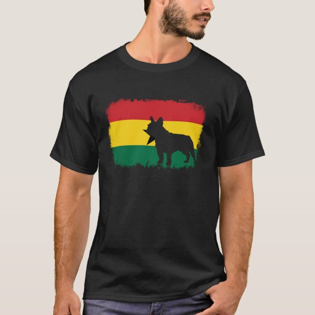 French bull dog Ghana Ghanaian flag frenchies bull T Shirt (Framsida)
