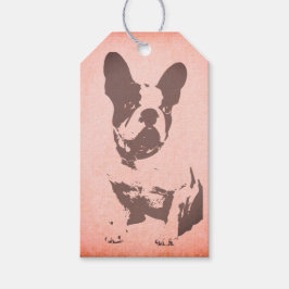FRENCH BULL DOG GIFT MÄRKRE IN ROSA PRESENTETIKETT
