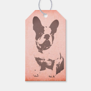 FRENCH BULL DOG GIFT MÄRKRE IN ROSA PRESENTETIKETT