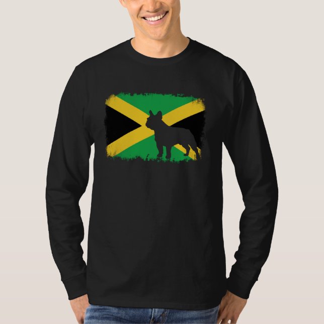French bull dog Jamaica Jamaican flag frenchies bu T Shirt (Framsida)