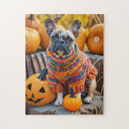 French Bulldog Autumn Pumpkins Pussel