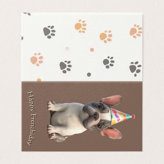 French Bulldog Birthday Card Kort (Utsida ovikt)