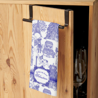 FRENCH BULLDOG Blå Toile Kökshandduk
