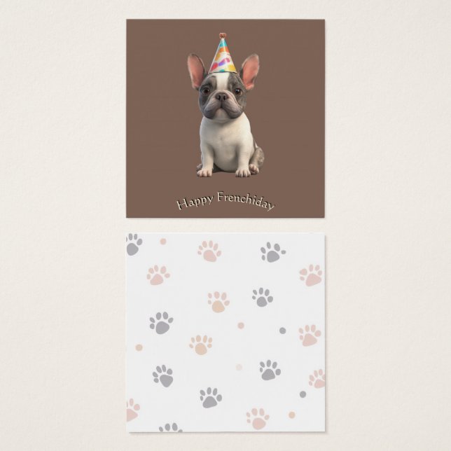 French Bulldog Card Fyrkantigt Visitkort (Framsida & baksida)