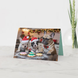 French Bulldog Christmas Cookie Card Kort