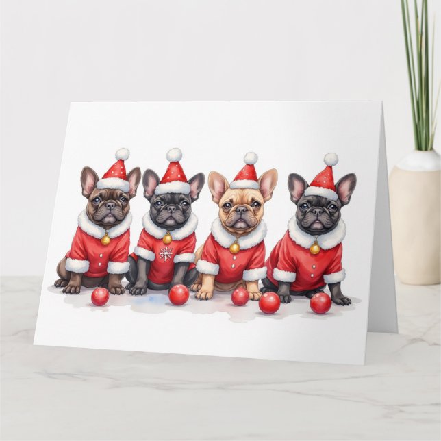 French Bulldog Christmas Dress Santa Hat Kort (Framsida)