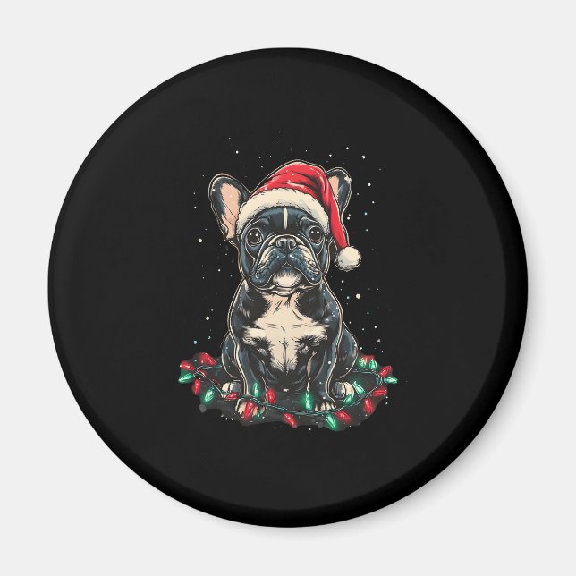 French Bulldog Christmas Lights Xmas Dogs Gifts Me Magnet (Framsidan)