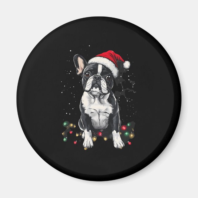 French Bulldog Christmas Lights Xmas Dogs Gifts Me Magnet (Framsidan)