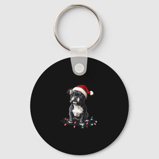 French Bulldog Christmas Lights Xmas Dogs Gifts Me Nyckelring (Framsida)