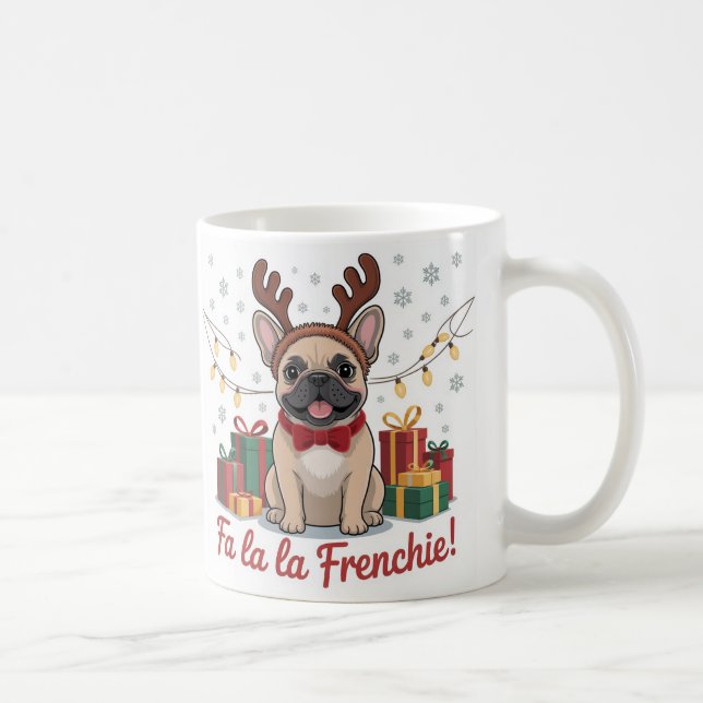 French Bulldog Christmas Mug – Fa La La Frenchie  Kaffemugg (Höger)