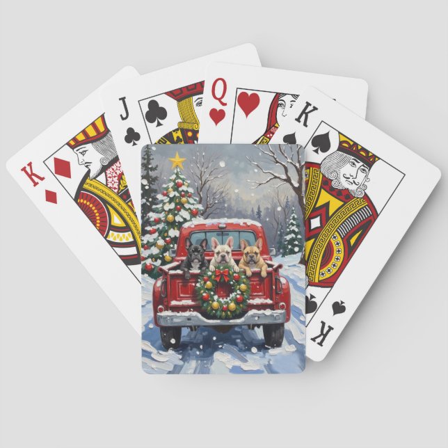 French Bulldog Christmas Red Truck Holiday Casinokort (Baksidan)