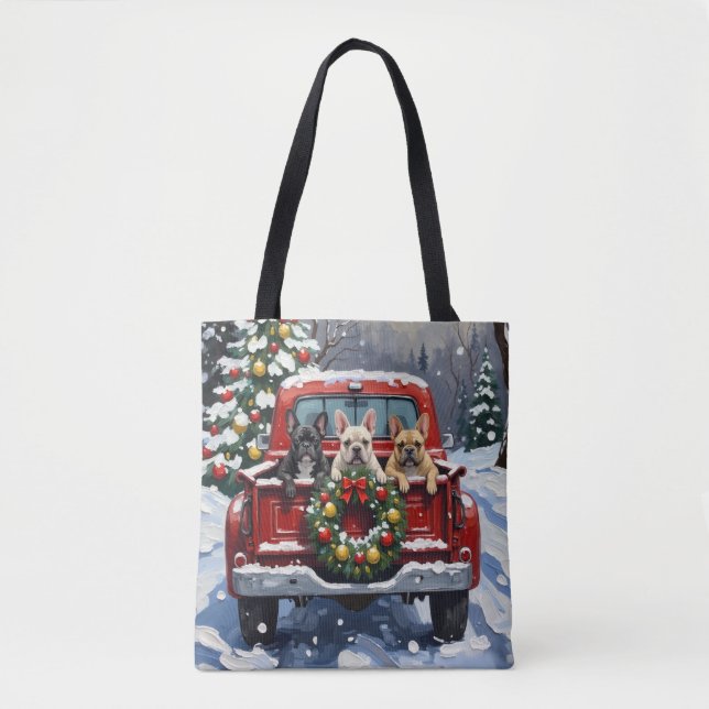 French Bulldog Christmas Red Truck Holiday Tygkasse (Framsida)