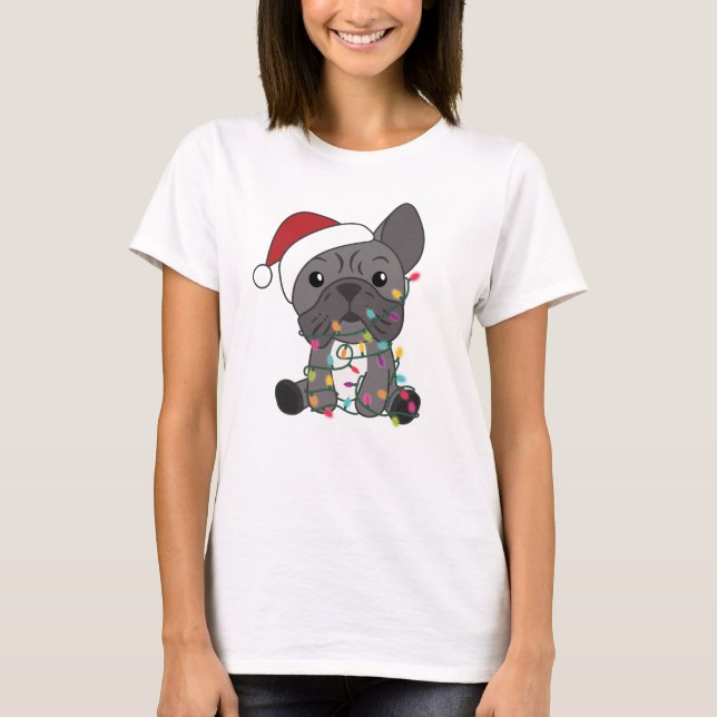 French Bulldog Christmas Snow Winter Animals T Shirt (Framsida)