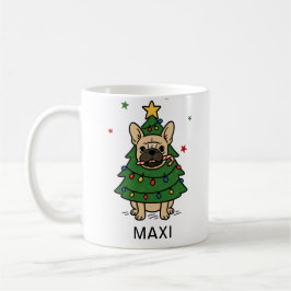French Bulldog Christmas Tree Custom Name Kaffemugg