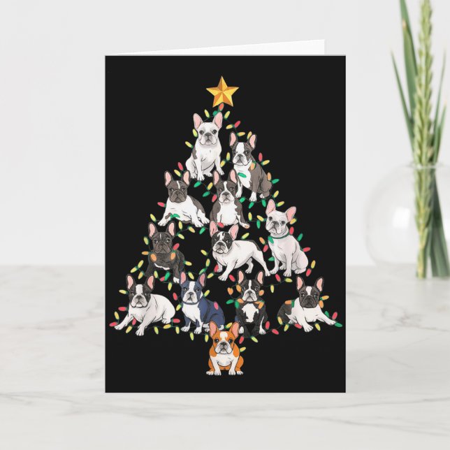 French Bulldog Christmas Tree Frenchie Dog Xmas Pa Kort (Framsida)