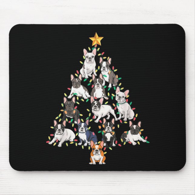 French Bulldog Christmas Tree Frenchie Dog Xmas Pa Musmatta (Framsidan)