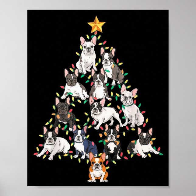 French Bulldog Christmas Tree Frenchie Dog Xmas Pa Poster (Framsidan)