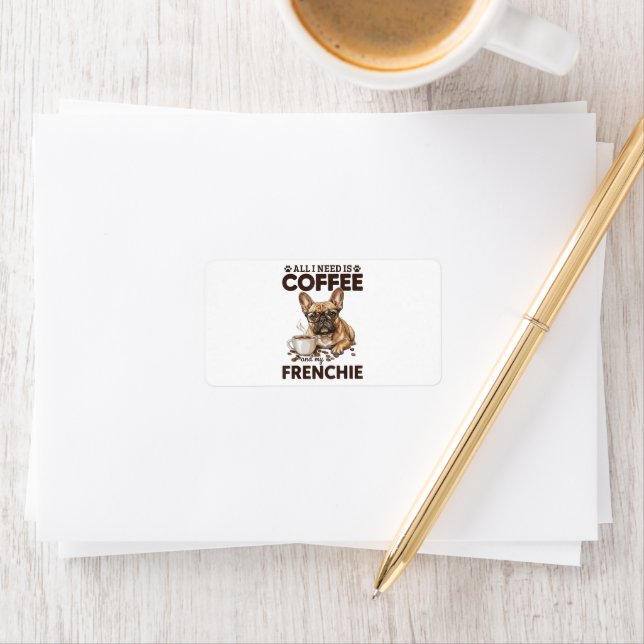 French Bulldog Coffee Frenchie Dog Adressetikett (Insitu)