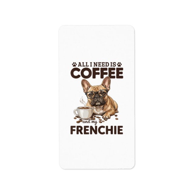 French Bulldog Coffee Frenchie Dog Adressetikett (Framsidan)