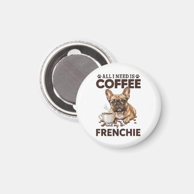 French Bulldog Coffee Frenchie Dog Magnet (Front/Back)