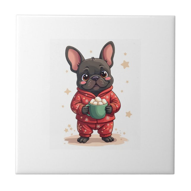 French Bulldog Cozy Cocoa Kakelplatta (Framsidan)