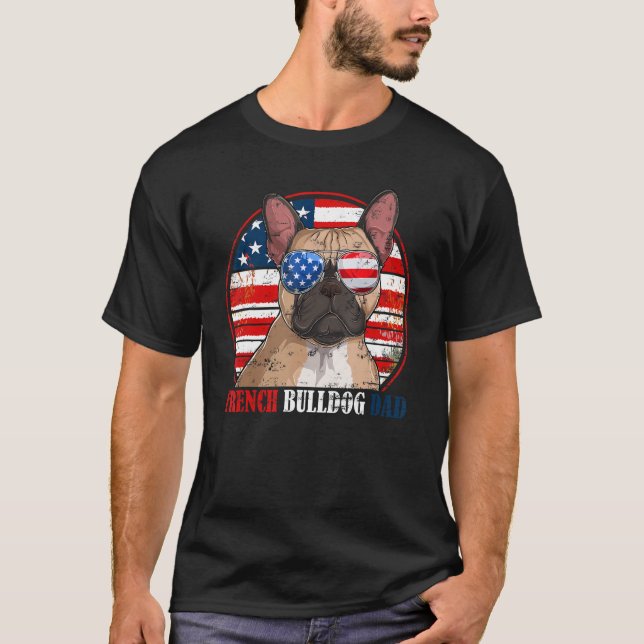 French Bulldog Dad Retro American Flag Patriotic S T Shirt (Framsida)