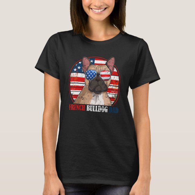 French Bulldog Dad Retro American Flag Patriotic S T Shirt (Framsida)