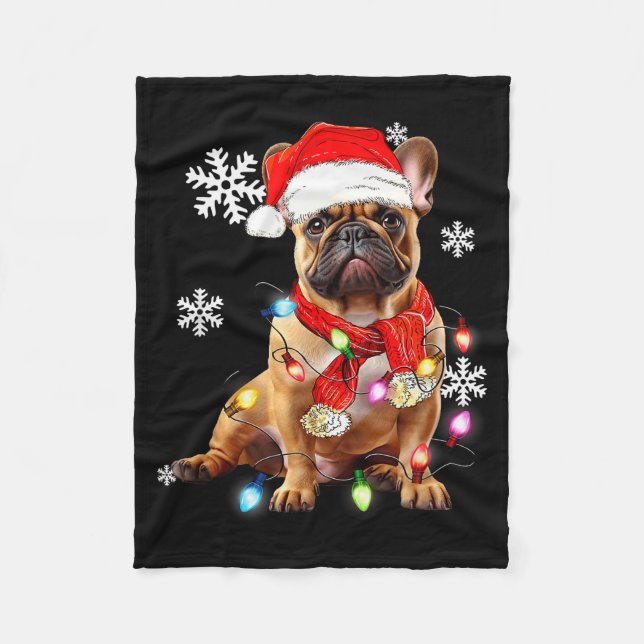 French Bulldog Dog Christmas Light Pajama Pet Xmas Fleecefilt (Framsidan)