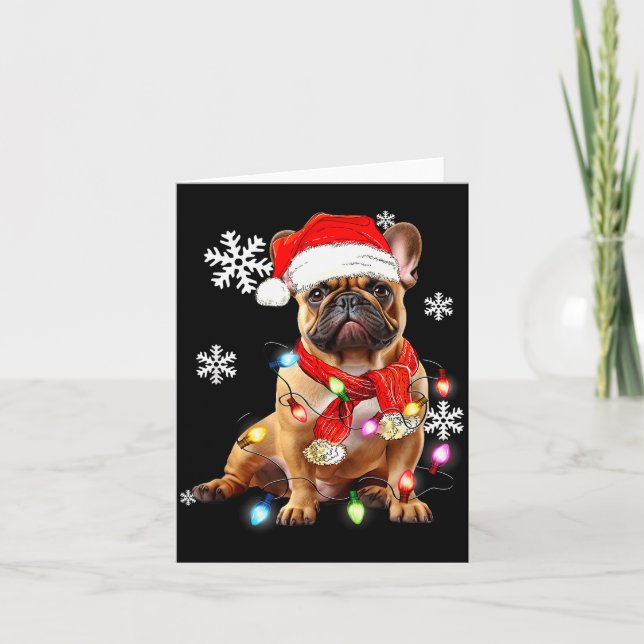 French Bulldog Dog Christmas Light Pajama Pet Xmas Kort (Framsida)